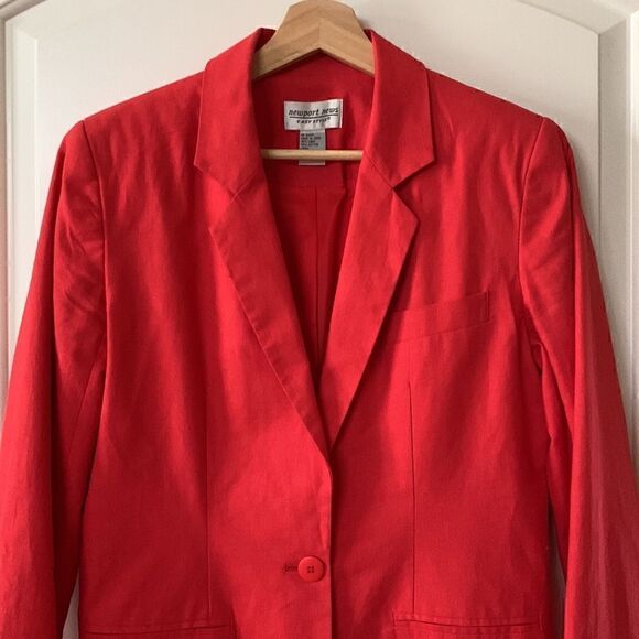 red linen coat vintage blazer coat jacket women's size 8 Newport News - Picture 2 of 8